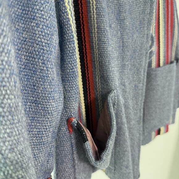 Vintage 1940s Chimayo Blanket Ganscraft Jacket Coat Wool Southwest Native Blue - Picture 16 of 16
